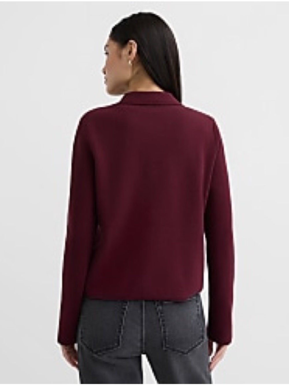 Loft Embroidered Trim Sweater Button-Front Jacket Burgundy Size M - Picture 3 of 11